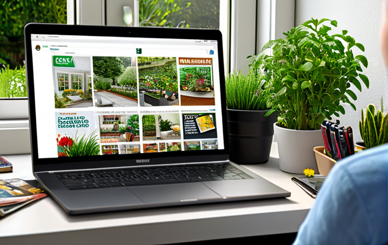Targeted Advertising**
"A person browsing a laptop in a modern living room, surrounded by gardening magazines and tools, an ad for gardening supplies is prominently displayed on the screen, fully clothed, appropriate attire, safe for work, family-friendly, professional, perfect anatomy, natural proportions, high quality."
**