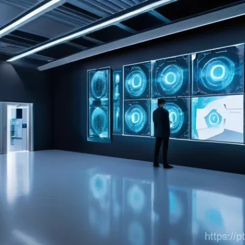 Home 29 얼굴 인식 데이터베이스 구축 전략 - A pristine, futuristic data center environment, showcasing a diverse group of professional data scie...
